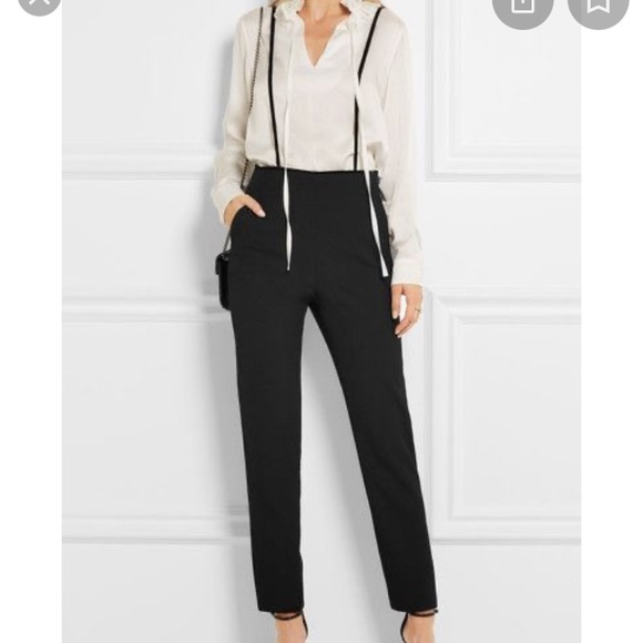 Maje Velvet-Trimmed Crepe Straight leg pants 38 - Picture 2 of 11